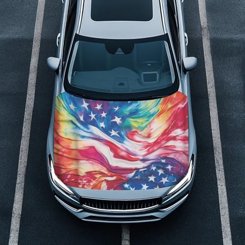 Image of USA Flag Hook Covers for Cars Waterproof UV-Resistant Engine Protection Cover Elastic Band Fixation Fits Most Cars