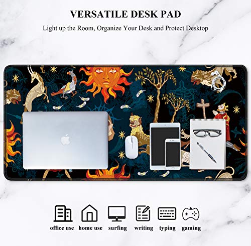 Image of Auhoahsil Large Gaming Mouse Pad, Skull Theme XXL 35.4 x 15.7 in Desk Pad Stitched Non-Slip Rubber Long Computer Mousepad Thin Extended Full Size Desk Mat for Desktop, Laptop, Wireless Mice, Black