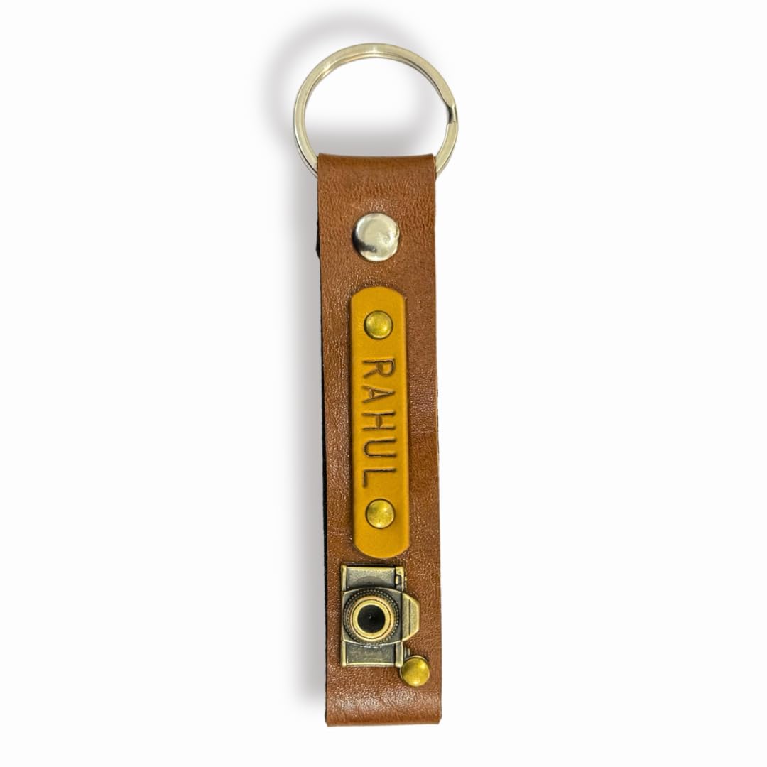 Personalized PU Leather Keychain for Boys and Girls | Personalized keychain with charm and name tag | robust and long-lasting unisex gift with metal ring