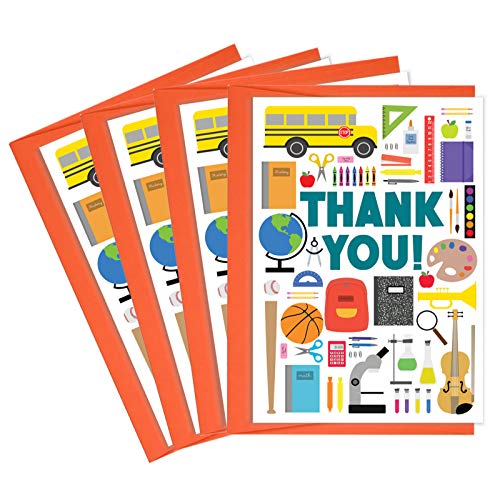 Tiny Expressions Teacher Appreciation School Thank You Cards with Inside Message (4 Pack School)