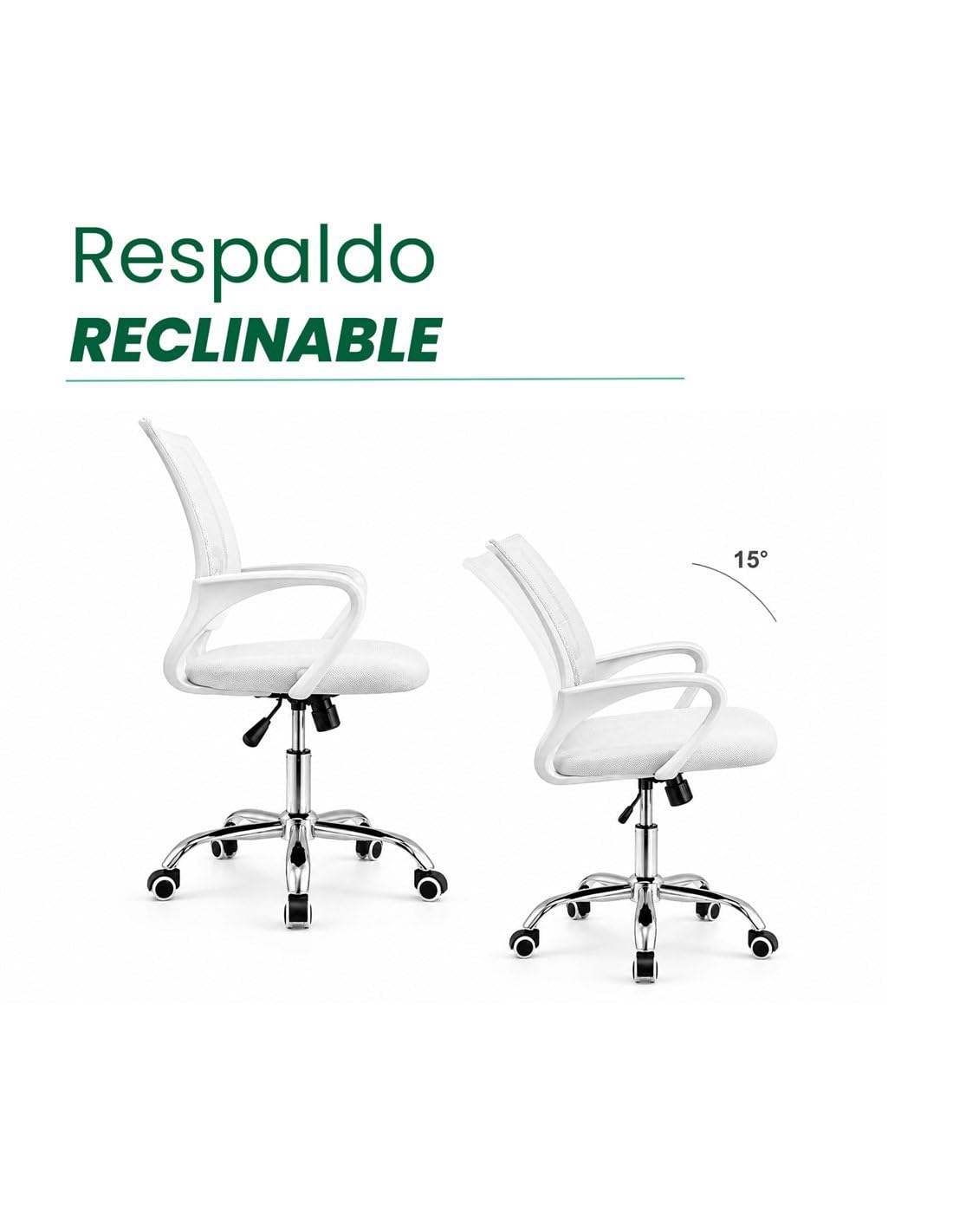 Jardin202 - Silla de Oficina ergonómica Transpirable Nexus | Soporte Lumbar Activo | Despacho y Hogar | (Blanca)