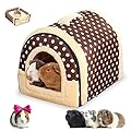 TUAKIMCE Guinea Pig Bed House, Coffee Polka Dots Hamster bed Cave Cozy Hamster Rabbit Bed House with Removable Pad, Large Hideout for Guinea Pig Small Hedgehog Ferret Chinchilla