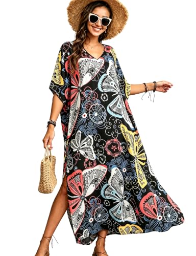 ZIRHYSTA Womens Kaftan Beach Cover Up Flowy Plus Size Maxi