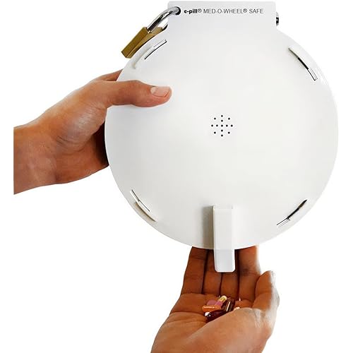 e-Pill Med-O-Wheel Safe - Highly Tamper Resistant Automatic Pill Dispenser - Metal Case with 4 Independent Locks