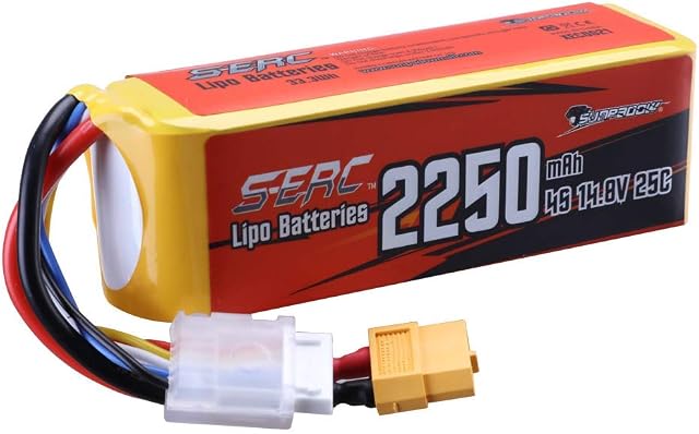 SUNPADOW 4S Lipo Battery 14.8V 25C 2250mAh with XT60 Plug for RC Airplane Quadcopter Helicopter Drone Quadcopter FPV Model Racing Hobby