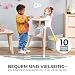 Kinderkraft Hochstuhl SIENNA 2 in 1, Kinderhochstuhl, Babystuhl, Kombihochstuhl, Beine aus Holz, 5-Punkt-Gurt, Fußstütze, abnehmbare Tablett, Rutschfeste Stuhlbeinkappen, ab 6 Monate bis 4 Jahre, Grau