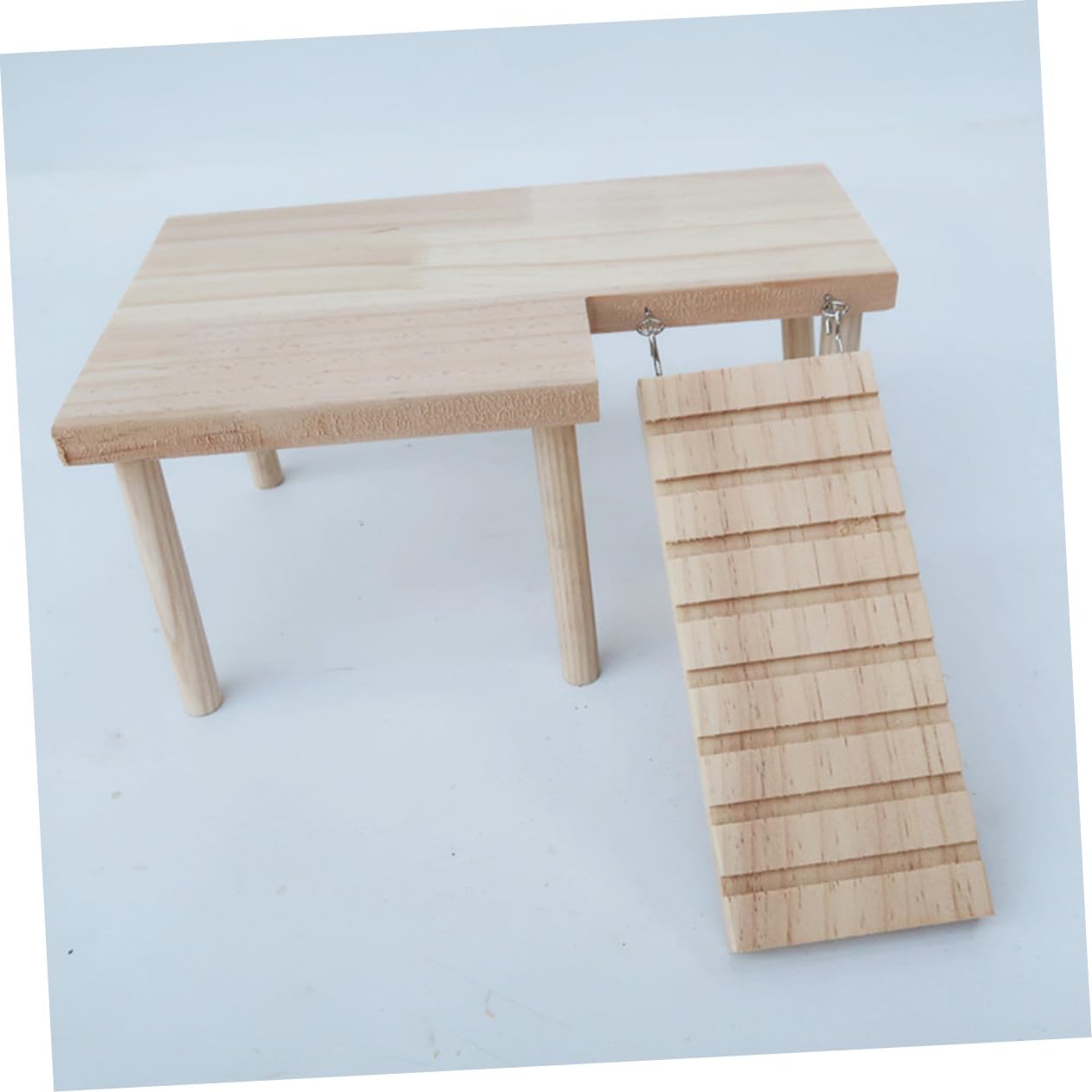 ifundom Hamsterplattform Fördert Bewegung und Platzausnutzung für Käfig Holzspielzeug mit Leiter Dekoratives Kleines Haustier Spielzeug aus Beige Holz