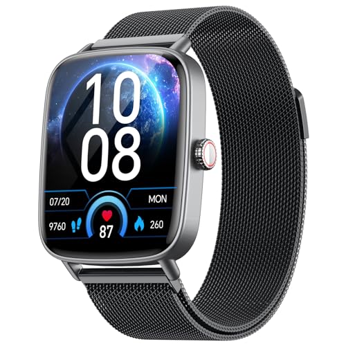 Unbranded 1.85" Smartwatch with Heart Rate & SpO2 Monitoring (All Black, Metal Band)