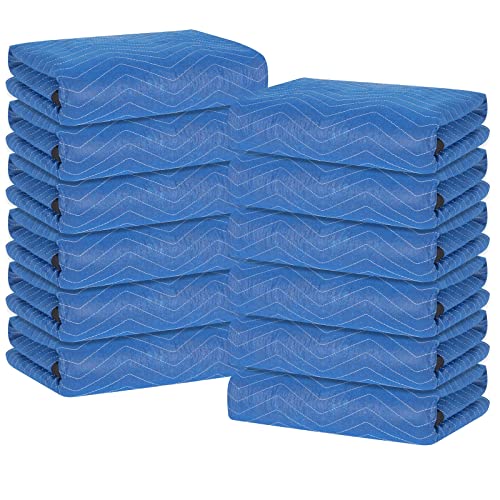 Diamond Up 12 Moving Blankets, Extra Large Moving Blanket For Furniture, Professional Quilted Furniture Shipping And Storage Pads, 80" X 72", Blue And Black(12 Packs) #TOP18