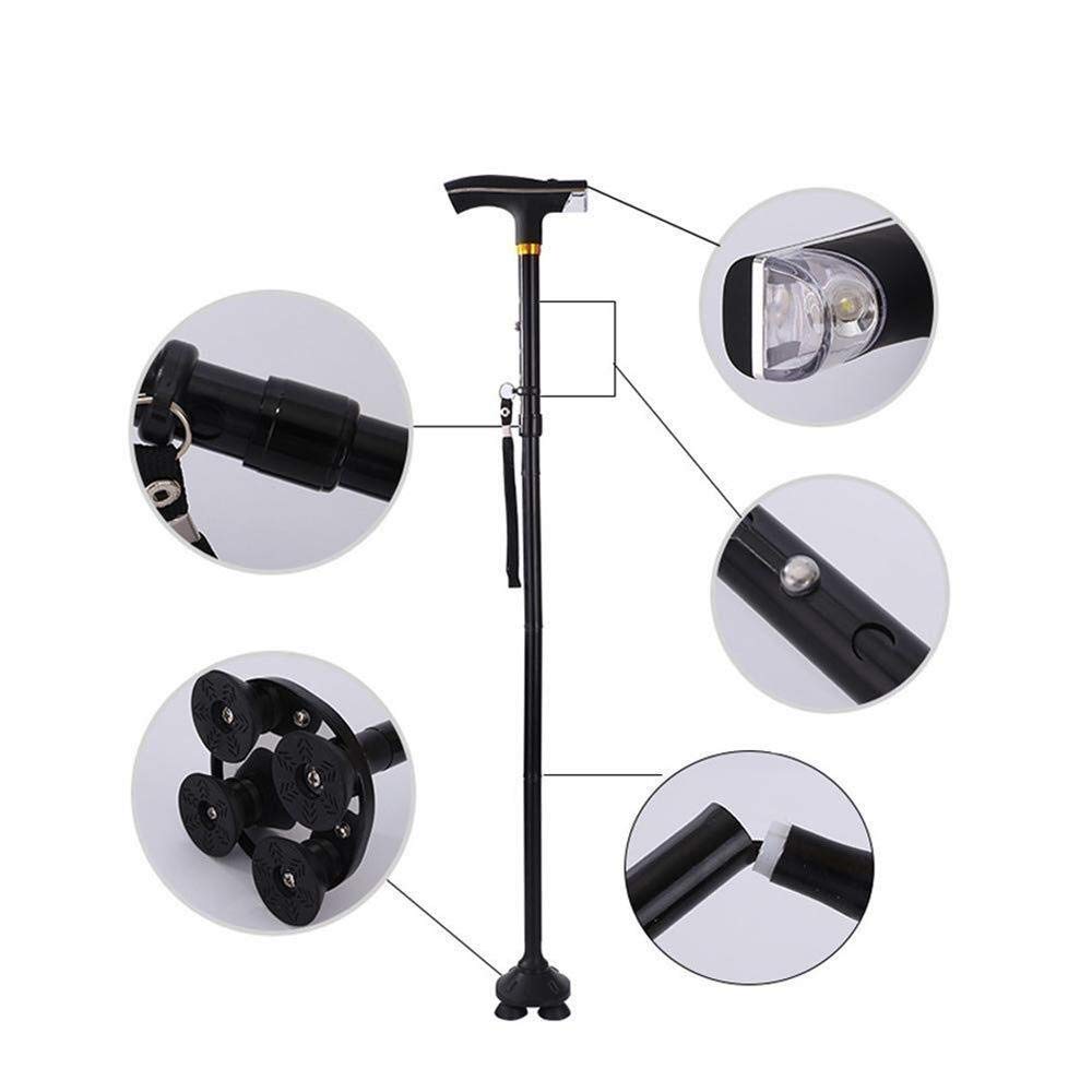 Muletas Plegables, Muleta Plegable de Aluminio, Fractura para Personas Mayores, Mujeres, Hombres, Antideslizante, Estable, Iluminación, Mayores Present