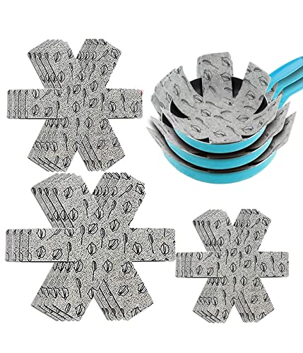 Protector Sartenes,Juego De 6 Piezas y 3 Piezas De Diferentes Tamaños, Los Separadores Protectores Sartenes/Separador Sartenes Silicona/Disco Son Antideslizantes Para Evitar Arañazos o Daños Al Apilar Cover