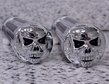 i5 Chrome Skull Hand Grips for Harley Davidson Sportster Softail Dyna Road King Electra Tour Street Hydra Super Wide Glide V-Rod VRSC FXD FLD FLS FXS FX FL XL 883 1200