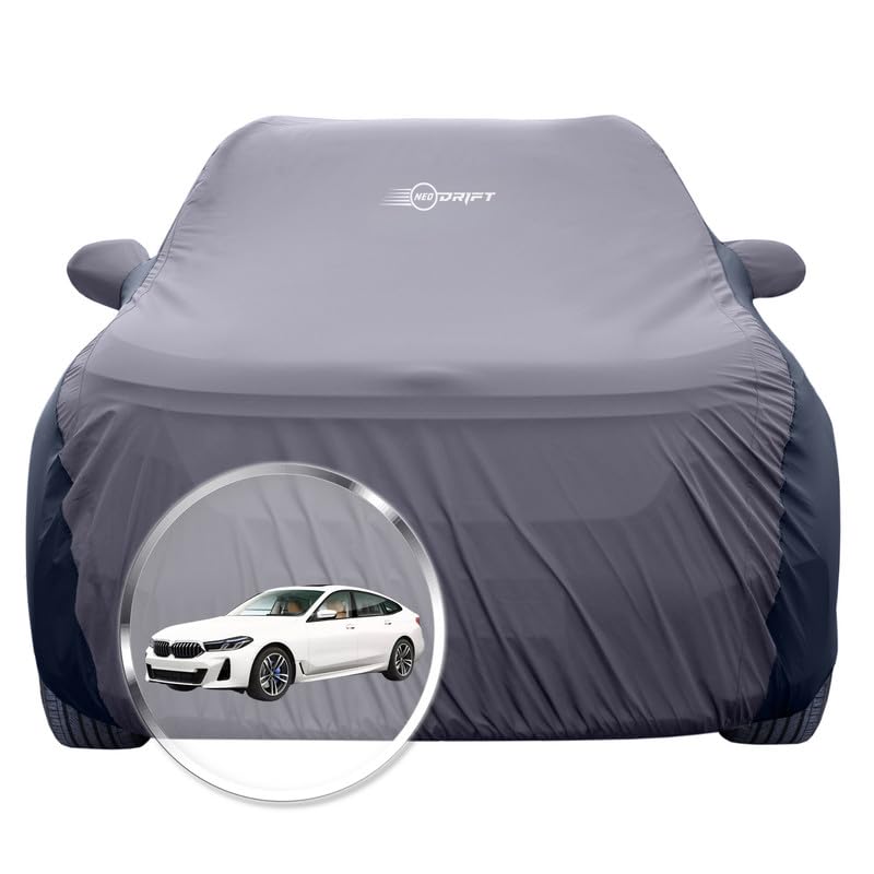 Image of NEODRIFT 'SuperTech' Car Cover for BMW 5 Series GT (100% Water-Resistant, All Weather Protection, Tailored Fit, Multi-Layered & Breathable Fabric) (Colour: D.Grey+Black)