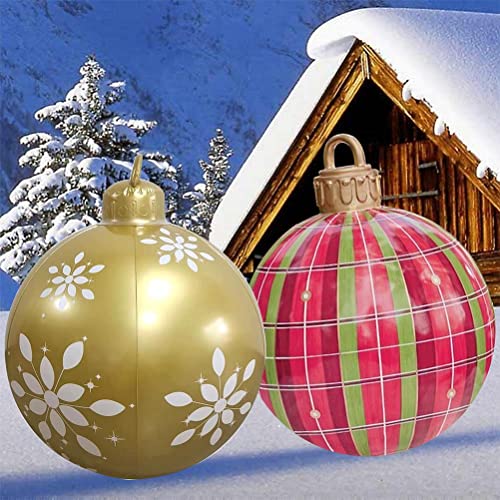 Enfeites de bola inflável de Natal de 60 cm, enfeites de bola infláveis de Natal gigantes, bolas de