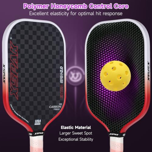 Image of 12K Carbon Fiber Pickleball Paddles, USAPA Polypropylene Honeycomb Paddle with Cushion Comfort Grip, SPIN2.0 World Champion Surface Technology Options Pickleball Racket