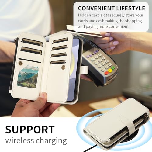 Étui portefeuille Samsung S25 Plus blanc avec cordon pour sorties libre - 5