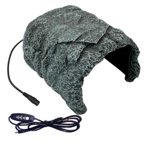 Reptile Heating Hide and Cave Heated Bearded Dragon Basking Platform Simulation Rock Gecko Hideout with Adjustable Temperature for Ball Python Terrarium Turtle Tortoise Bearded Dragon Gecko