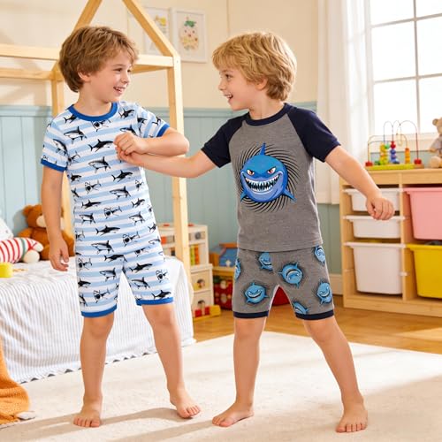 Image of KikizYe Boys Short Sleeve Pajamas Kids Summer Pjs Children Pajamas