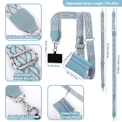 Image of XANGNIER Clip and Go Strap for Phone with Wallet Crossbody, Phone Strap with Zippered Wallet, Adjustable Anti Theft Cellphone Lanyard for Women, Cellphone Chain Accessories,Multicolor 25