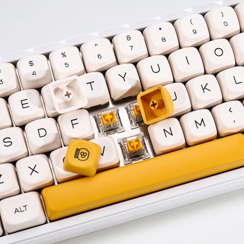 Image of KBDiy Honey Milk KOA Profile Keycaps Set,Dye-Sublimation PBT Yellow Cute Custom Keyboard Keycap,138 Key Cap Set for Cherry Gateron MX Switches Mechanical Keyboards