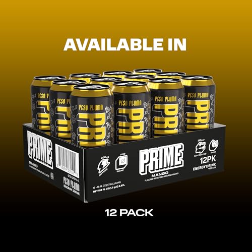 Image of PRIME Energy PESO PLUMA, Sugar Free Energy Drink, 200mg Caffeine and 355mg of Electrolytes for Hydration, Low Calorie, Vegan, Gluten Free, 16 Fluid Ounce, 12 Pack