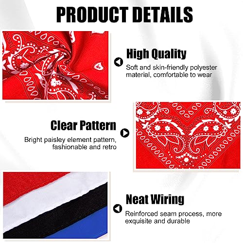 MELLIEX 4 Stück Bandana Kopftuch Damen und Herren, Paisley Halstuch Dreickstuch Schal Pirat Cowboy Tuch Nickitücher, 54 x 54 cm