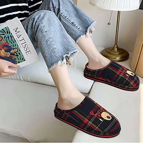 Stocking Stuffers Womens Slippers, Cozy Memory Foam Plaid Ladies House Slippers Orthotic Plantar Fasciitis Arch Support Bedroom Slippers Slip On Comfy Warm Fuzzy Winter Home Shoes Indoor Outdoor Hard Sole Black Size 9 #TOP4
