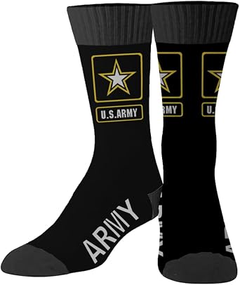 U.S Military Mens Cotton Crew Athletic Socks, Basketball Socks Absorb Sweat and Breathable Sports Socks - One Pair US Army, Black