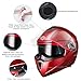 AHR Motorcycle Helmet Dual Visor Modular Flip up Full Face Helmet DOT Approved - AHR Helmet Run-M for Adult Motorbike Street Bike Moped Racing (Red, M)