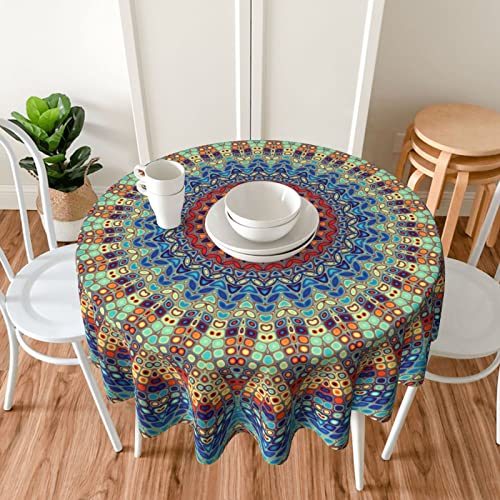 Gopijdx Mandala Round Tablecloth 70 Inch Waterproof Rustic Colorful Boho Tablecloths Fabric Farmhouse Table Cloth Decorative For Picnic Party Holiday Home Indoor Outdoor #TOP4