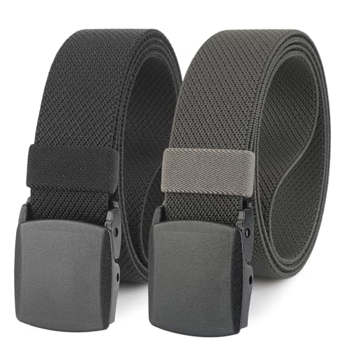 Image of WYuZe 2 Pack Nylon Belt Outdoor Military Web Belt 1.5 inch Men Tactical Webbing Work Belts for Men