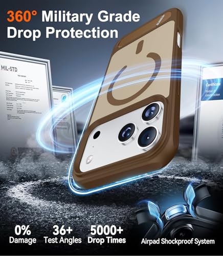Image of Designed for iPhone 17 Pro Max Case, [Built-in Invisible Kickstand][Compatible with MagSafe][Military Grade Shockproof] Slim Translucent Matte Phone Case 6.9 inch (Desert Brown)