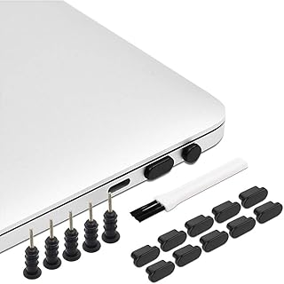 PortPlugs USB-C Dust Plug Set - Includes Carry Case & Cleaning Brush for Steam Deck Pro 14, 16, Air 13 & USB C Android Phone | Black (17 Piece)