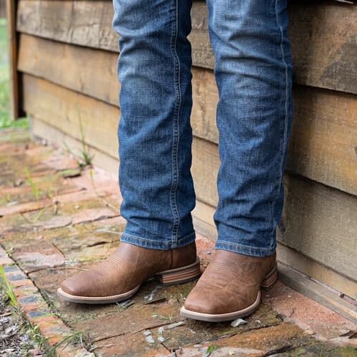 Image of Palitutu Men's Western Cowboy Boots, Fashionable Embroidered Full Grain Leather, Square Toe Pull-On, 4-Layer Composite Sole, Slip-Resistant Work & Riding Boots(PLT103611)