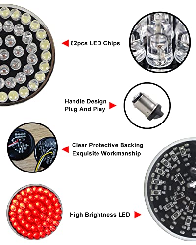 Image of NTHREEAUTO 1157 Front Rear LED Turn Signals for Harley Dyna Softail Touring | Front white DRL + amber turn, rear red running /turn, fits 2in bullet+3-1 /4in flat, for Harley Sportster Road King Iron 883