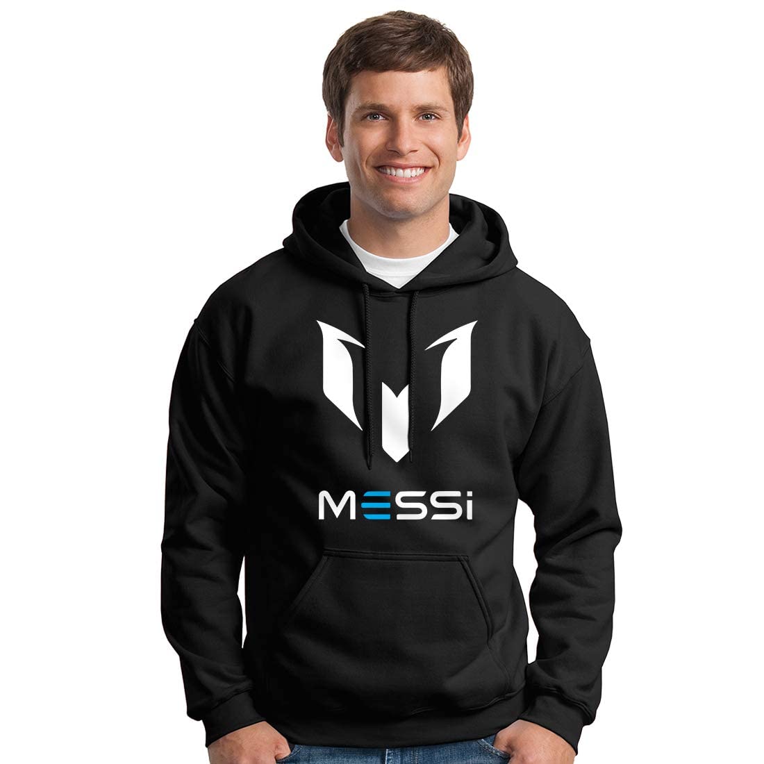 Messi Printed Men & Women Cotton Hooded Hoodie Black Color-picture-27