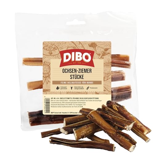 DIBO Ochsenziemerstücke, 12cm, 4 Stück, der kleine Naturkau-Snack oder Leckerli für Zwischendurch, Hundefutter, Qualitätskauartikel ohne Chemie von DIBO
