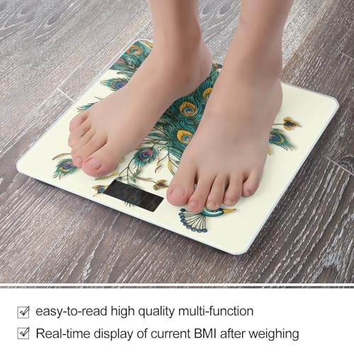 Báscula digital de baño con diseño de pavo real miniatura 5