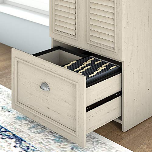 Bush Furniture Fairview Storage Cabinet With Drawer In Antique White And Tea Maple #TOP3
