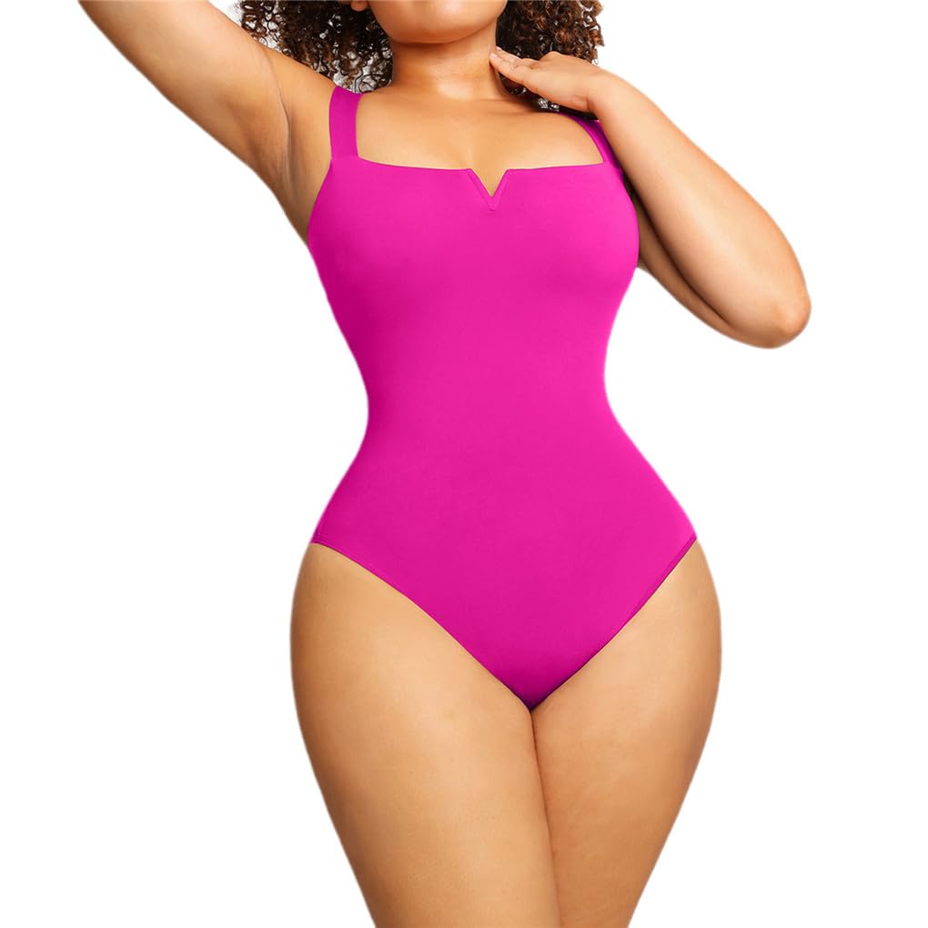 DninmimWomen's Seamless Bodysuit Low Back Tummy Control Fat Loss Corset V Neck Shapewear