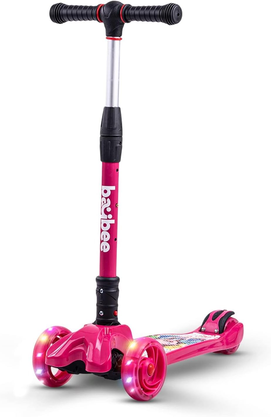 Baybee Flash Kick Scooter for Kids | Smart Foldable 3 Wheel Kids Scooter with 4 Height Adjustable, LED PU Wheels & Brake | Skating Scooters Upto 75 Kg Capacity | Skate Scooters for Kid (Pink)-image-13