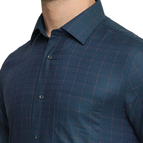 Image of blackberrys Checks Cotton Slim Fit Mens Work Wear Shirt