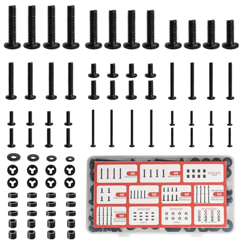 92 Stück VESA Schrauben Set, M4 M5 M6 M8 TV Schraubens, Universal Monitor TV Wandhalterung Schrauben Montage mit Abstandshalter & Unterlegscheiben, für alle Fernseher bis zu 80 Zoll