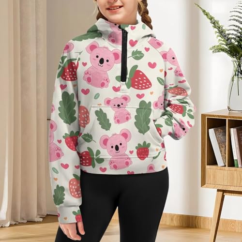 AFPANQZ Girls' Hoodies Sweatshirts Half Zipper Pullover for 5-14 Years Girls Long Sleeve Sweater Fall Clothes4