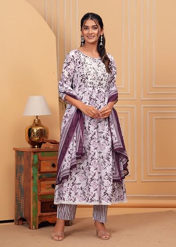 Image of Rangnavi Women's Printed Cotton Anarkali Kurta Set