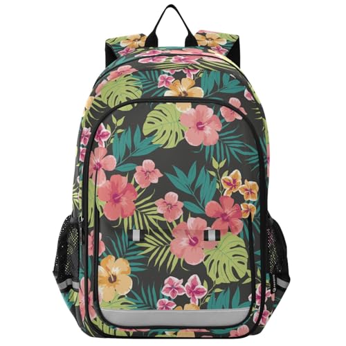 Sac à dos PC portable enfants fleurs tropicales avec compartiment rembourré anti-choc A1462