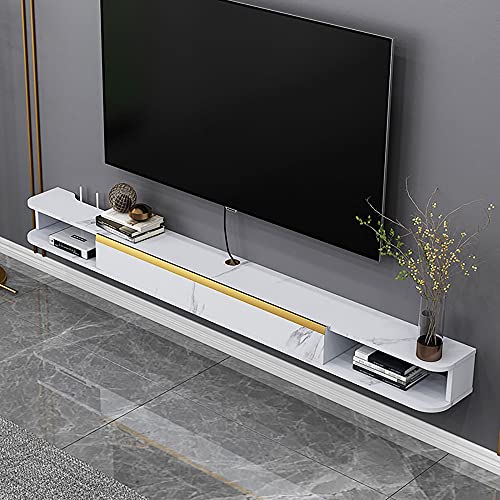 Meuble TV suspendu au mur optimisé pour routeur et console de jeu de salon