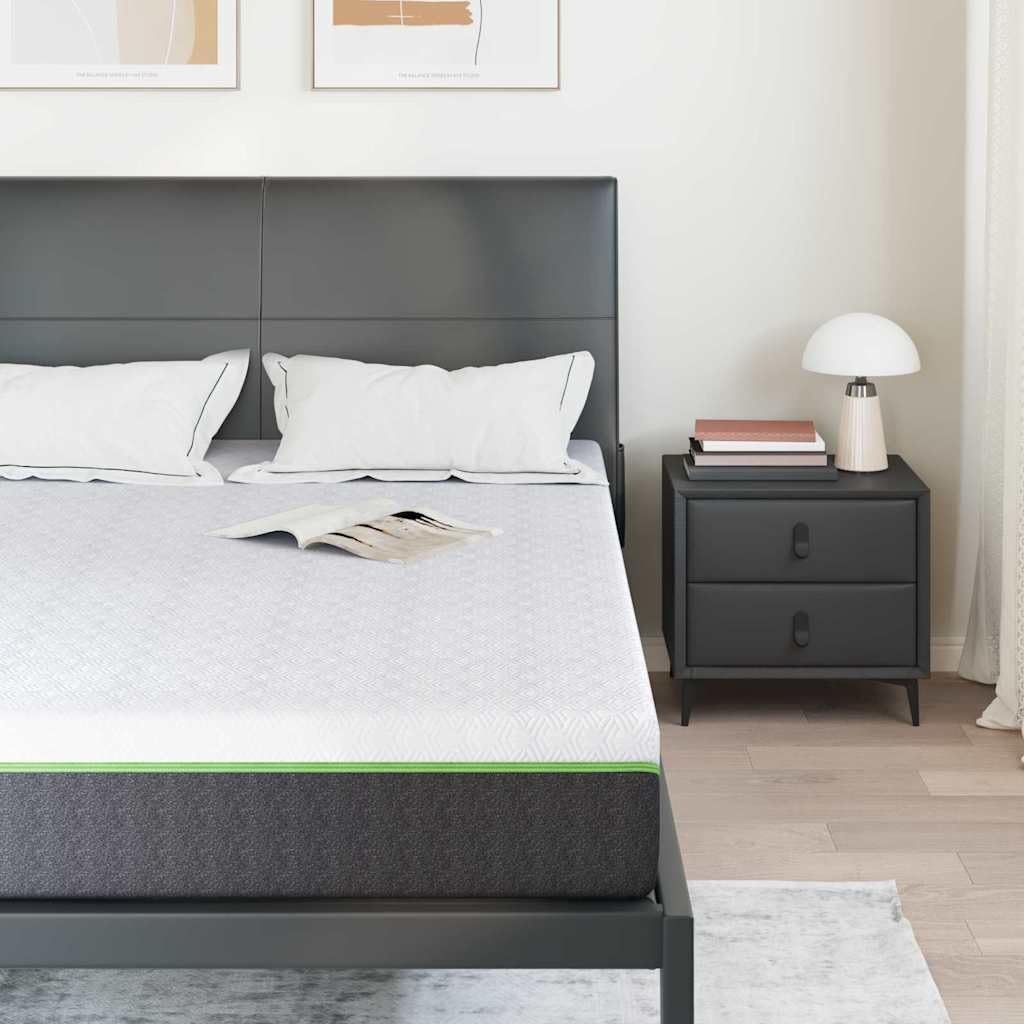 Materac biały i szary, 140 x 190 cm, żakardowy materiał ze sprężynami kieszeniowymi, pianka memory, pianka żelowa, 7 stref, oddychający, ergonomiczny, do sypialni i łóżka kontynentalnego
