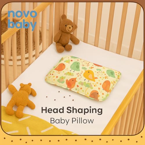 Image of Novo Baby Rai Mustard Seeds Pillow with Lavender, Baby-Round Head Shaping Baby Pillow,Neck Support Pillow Gifting 0-12 Months (Green)
