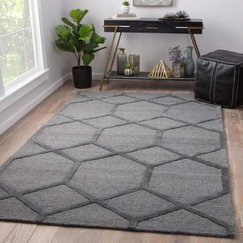 Image of Hand Tufted Wool Carpets Anti Shedding Rug Modern Carpets for Living Room Size 6x9 Feet